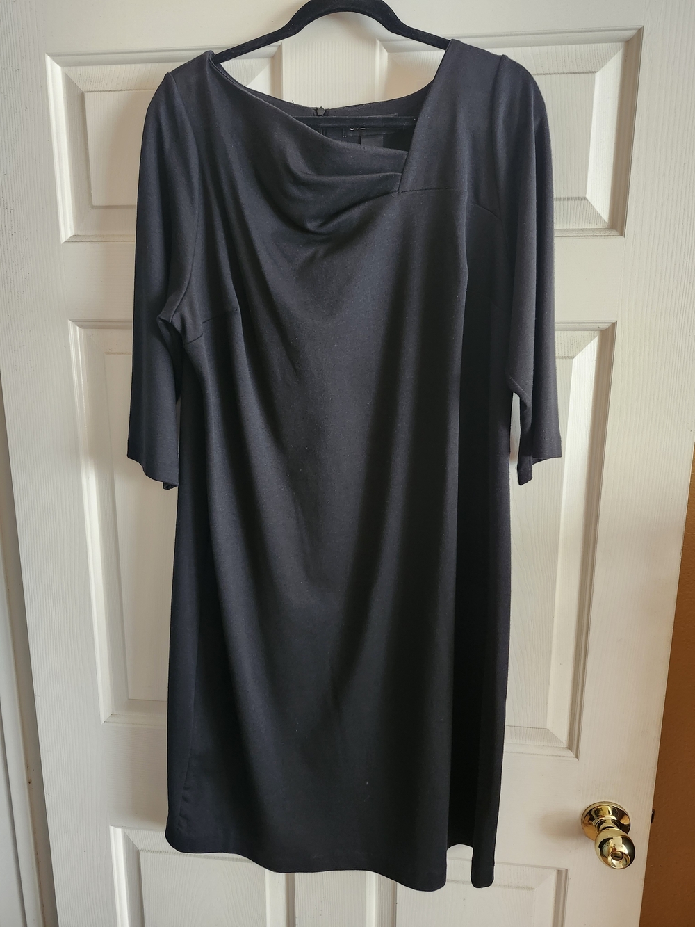 Lane Bryant Black Draped Neck Long Sleeve Shift Dress